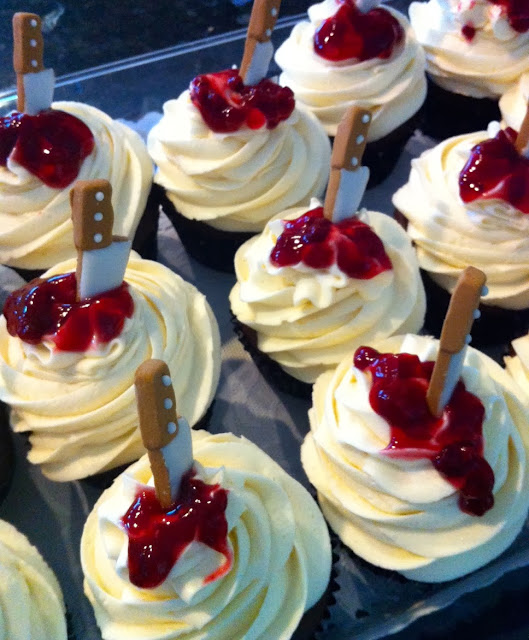 The Preppy Hostess Bloody Knife Cupcakes