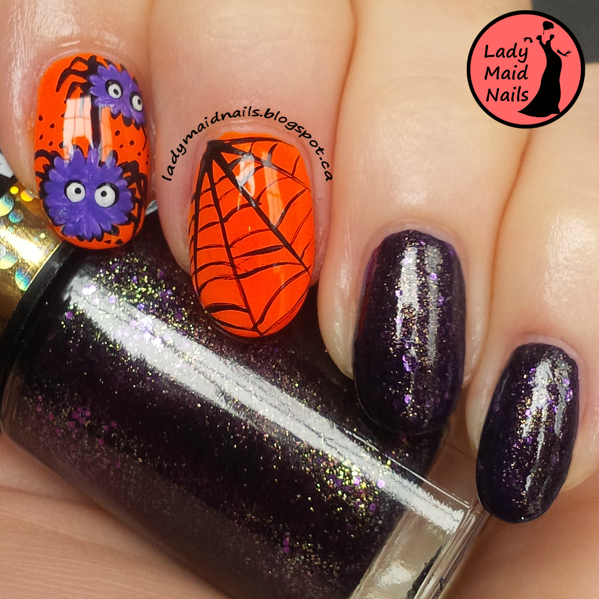 Lady Maid Nails Halloween Nail Art Spider Nail Design