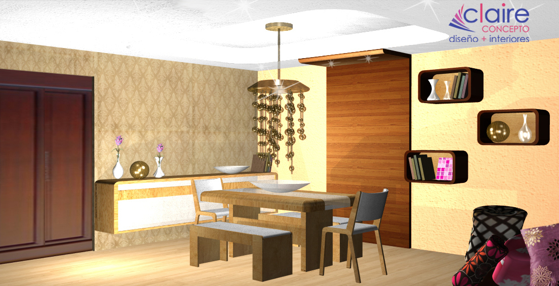 Diseño de comedor contemporáneo, plafones e iluminación. | Diseño y