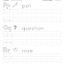 Worksheet for writing the letters P,Q, and R.