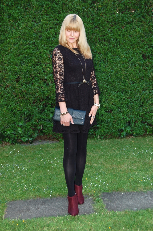 trying for sighs: black lace dress and ankle boots