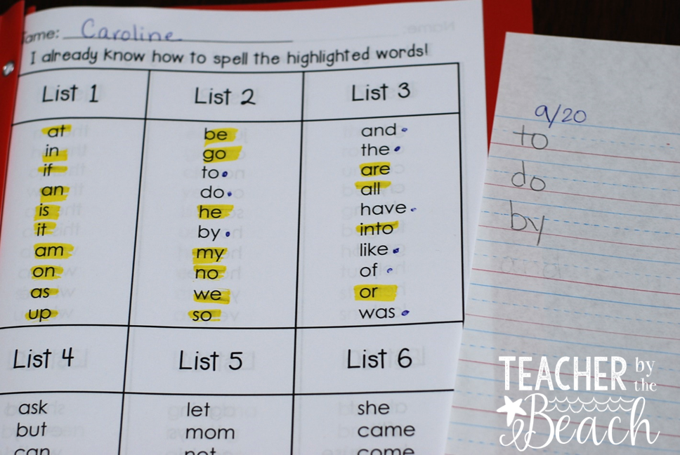 Individualized Spelling Lists Teacher by the Beach