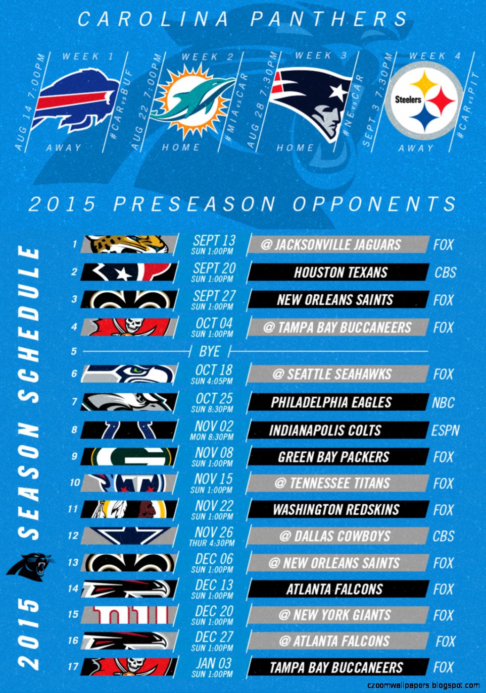 Carolina Panthers on Twitter ICYMI The Panthers 2015 Schedule Carolina Panthers on Twitter ICYMI The Panthers 2015 Schedule