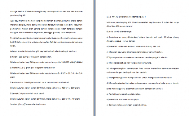 Contoh Makalah Resep MPASI (Makanan Pendamping ASI)