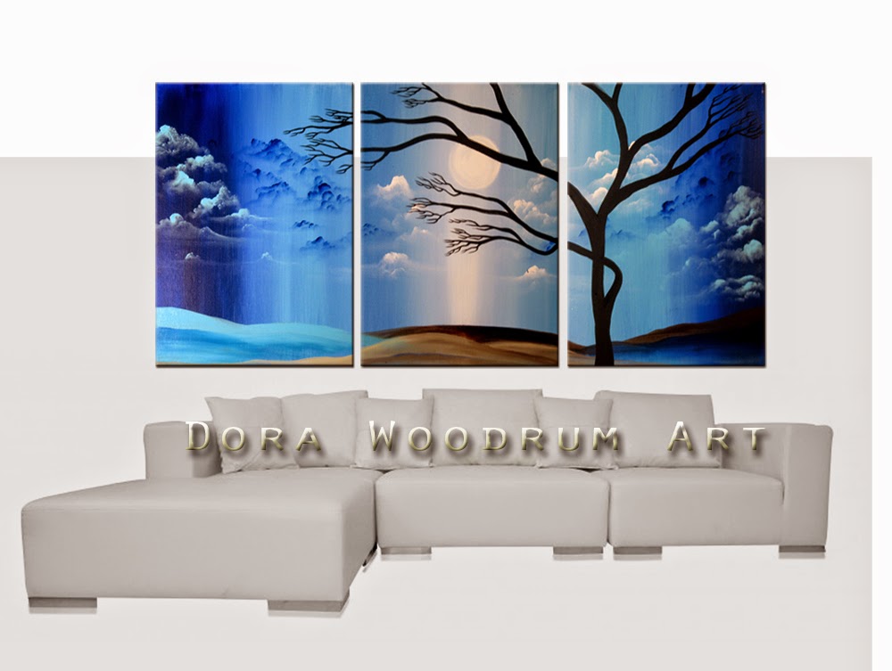 Abstract Painting "Blue Sky Tree" by Dora Woodrum