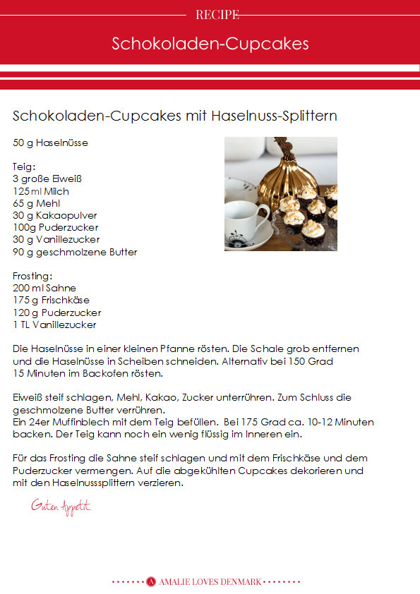Amalie loves Denmark Haselnuss-Schokoladen-Cupcakes Rezept