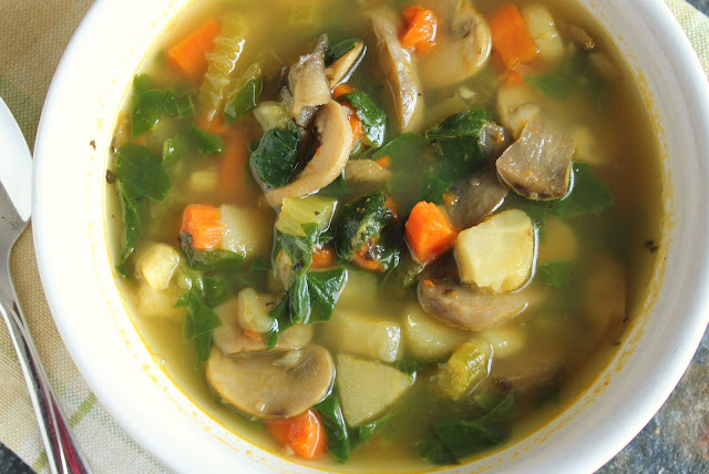 Vitamin Vegetable Soup from Delicious as it Looks vitamin vegetable soup with carrots, parsnips, celery, mushrooms and spinach