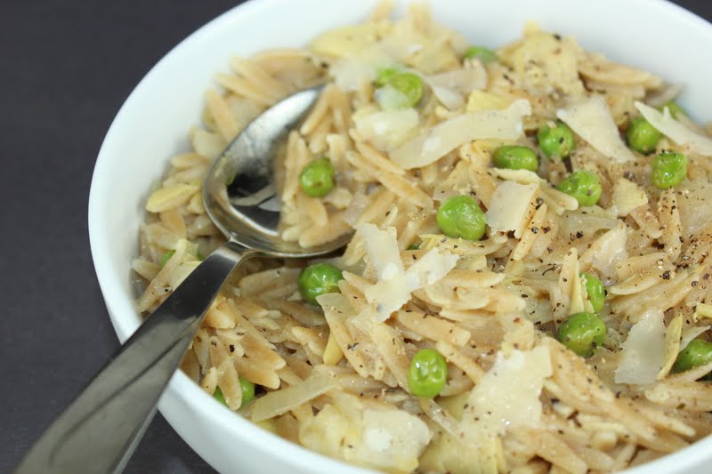 Generation Y Foodie Orzo with Artichoke Hearts and Peas