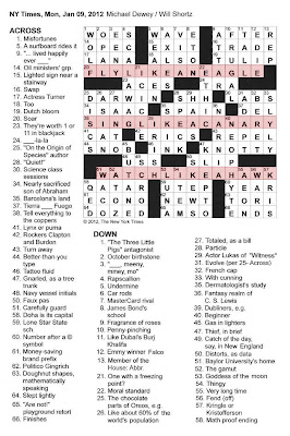 Crossword Puzzles on The New York Times Crossword In Gothic  01 09 12     Of A Feather