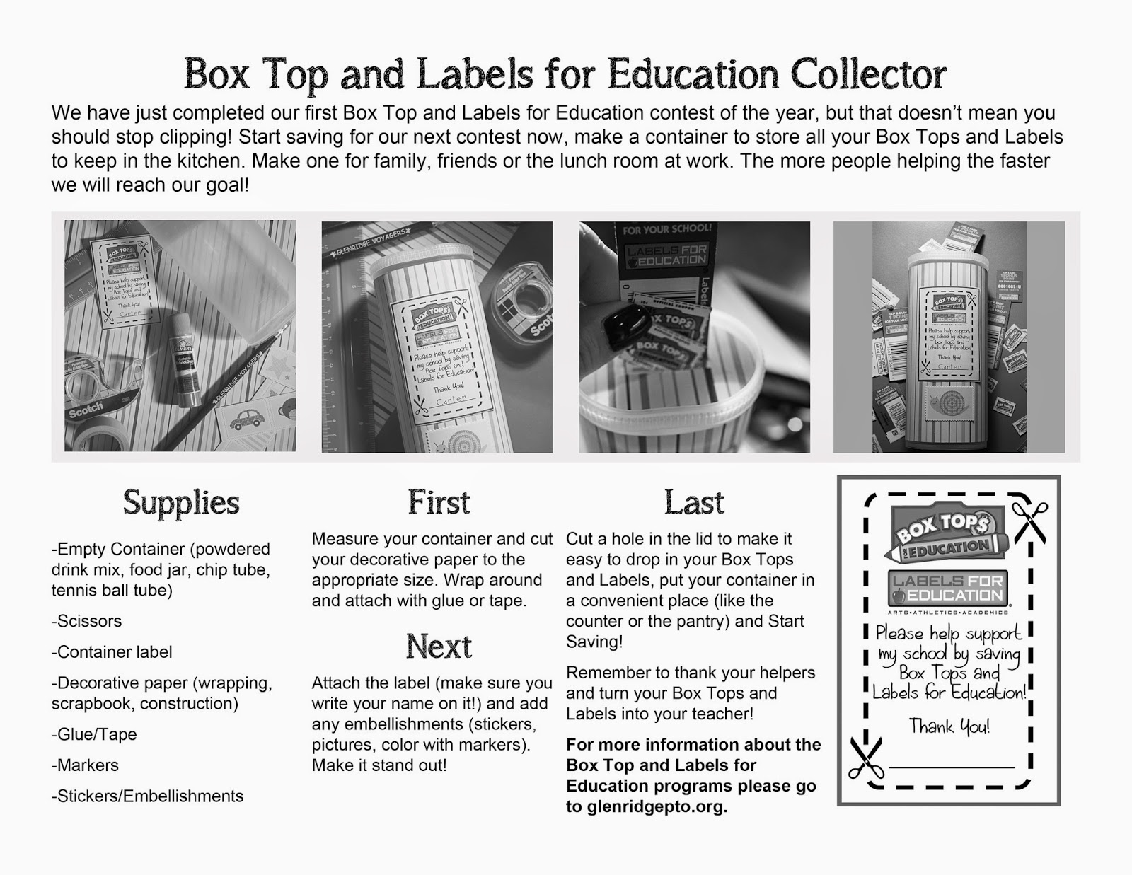 glenridge pto where do you keep your box tops and labels for education labels for education flyer