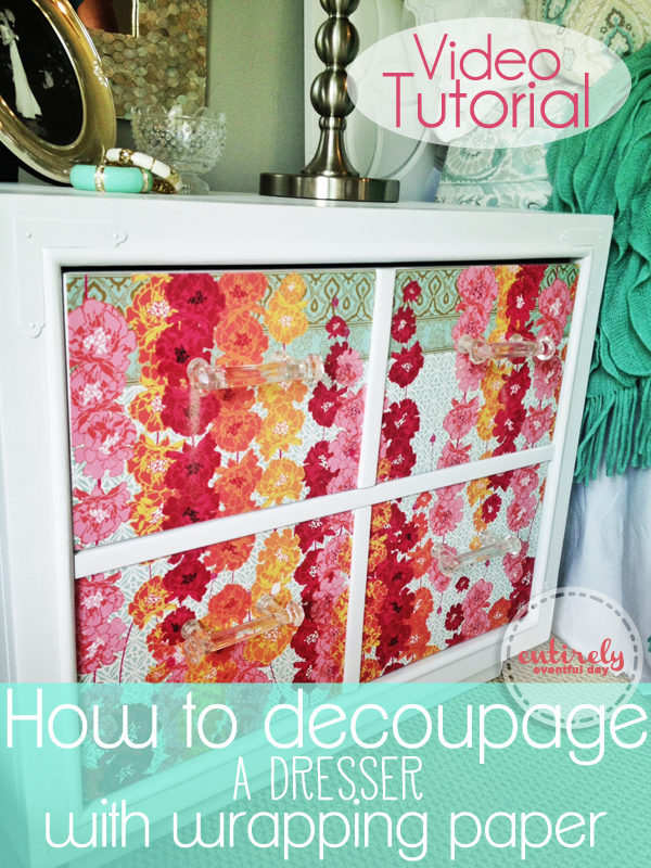 Awesome video tutorial. This dresser is amazing and it looks so easy! entirelyeventfulday.com #diy #dresser #decoupage