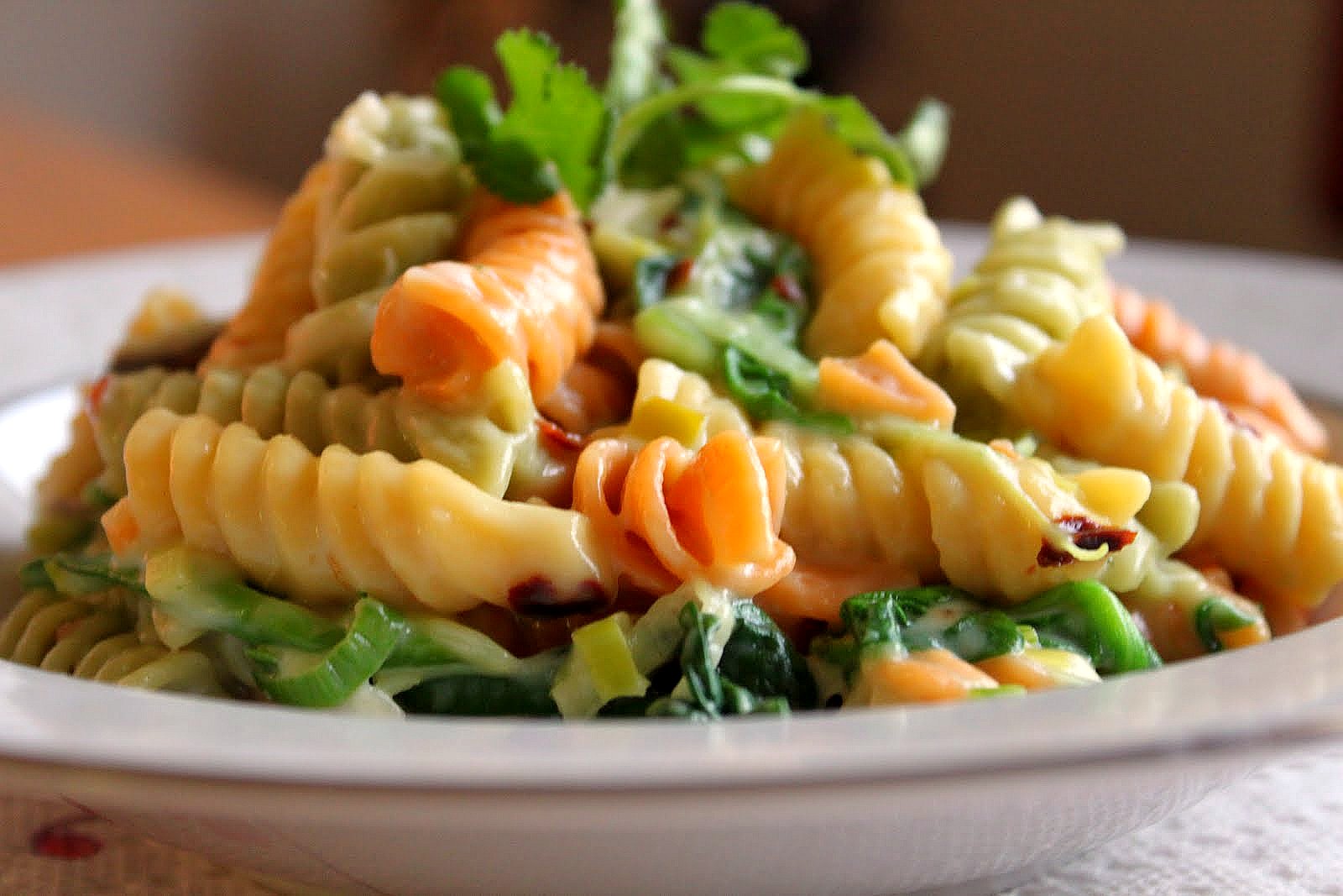 Rotini with Creamed Leek and Spinach