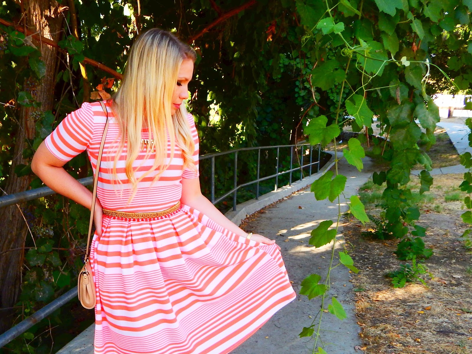 Neon Striped Dress Outfit