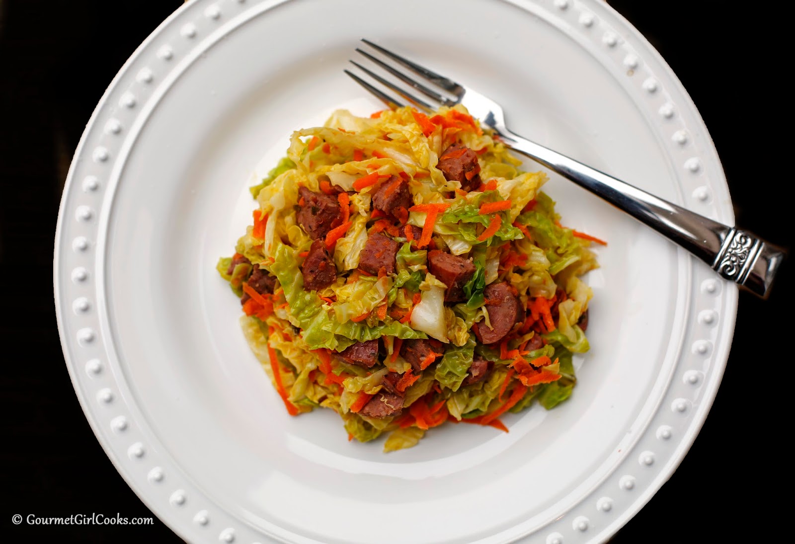 Gourmet Girl Cooks Hot Slaw w/ Spicy Sausage Easy Low Carb