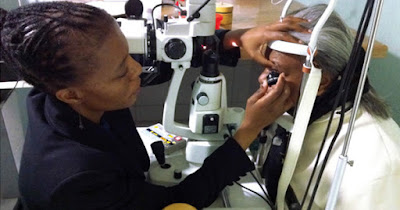 African American with diabetic retinopathy