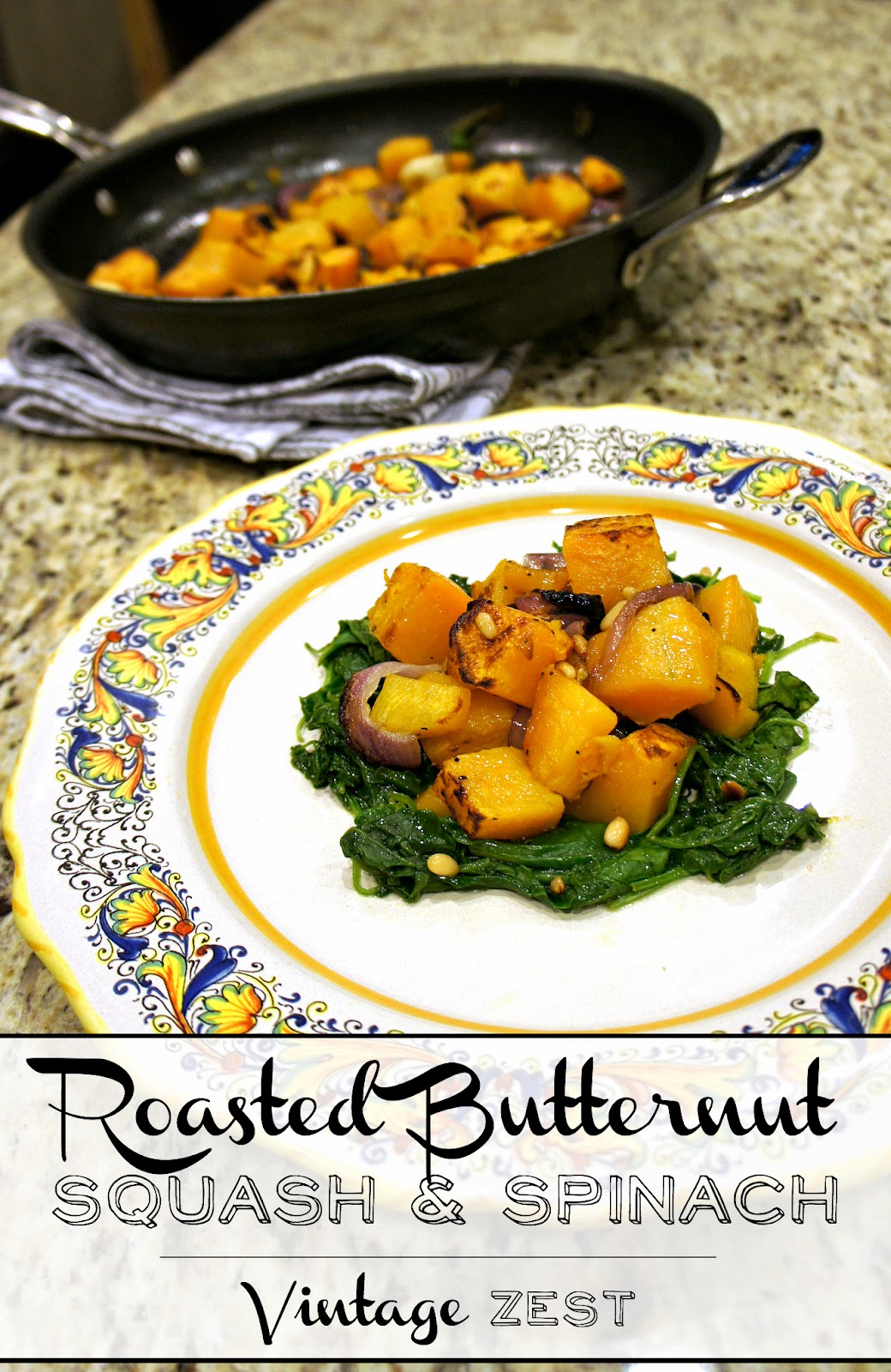 Roasted Butternut Squash & Spinach on Diane's Vintage Zest!  #recipe #healthy #vegetarian #vegan