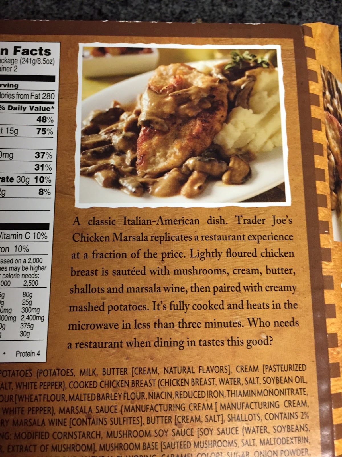 Review Trader Joe's Chicken Marsala with Mashed Potatoes A Nibble Bit