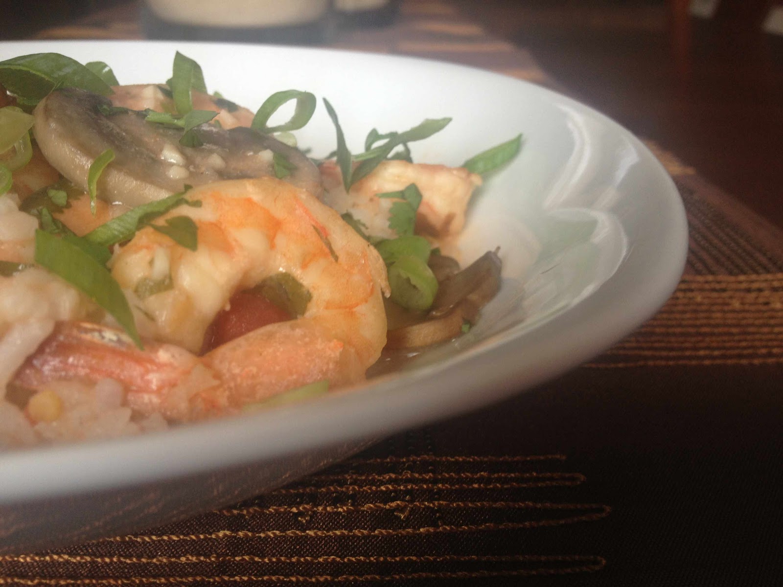 Oregon Transplant Garlic Shrimp in Coconut Milk, Tomatoes, and Cilantro