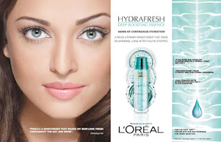 Bollywood Actress Aishwarya L’Oréal Hydrafresh Print Ad 