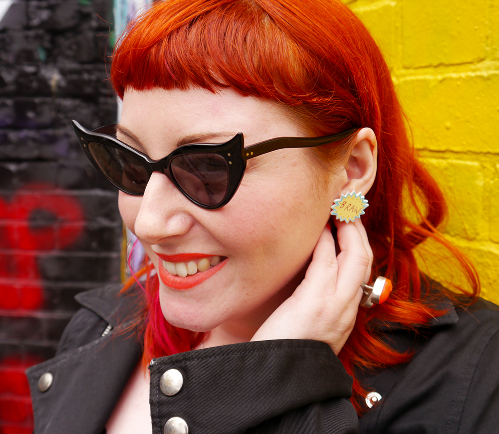 Vintage Sunglasses Monki, #monkistyle, Lynnie Zulu, Bonnie Bling, Claire Barclay, Duo boots, H&M, London style, Scottish blogger, visiting London, graffiti art, styled by Helen, ginger, vintage sunglasses