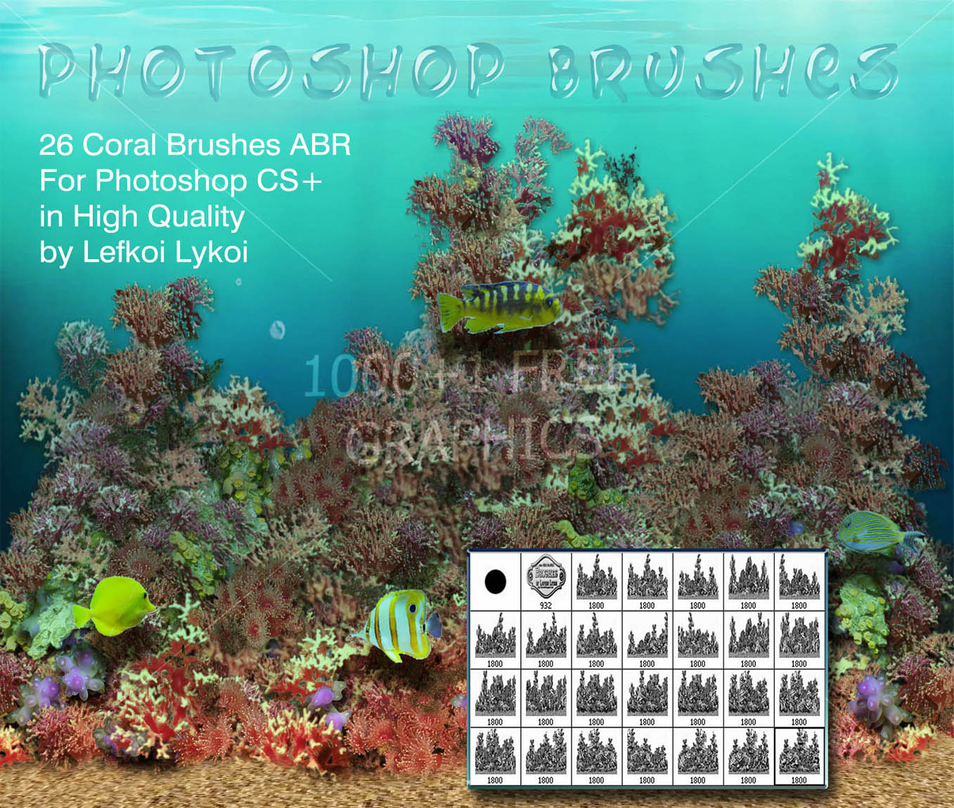 1000+1 FREE GRAPHICS 26 Coral Brushes ABR for CS+ in High