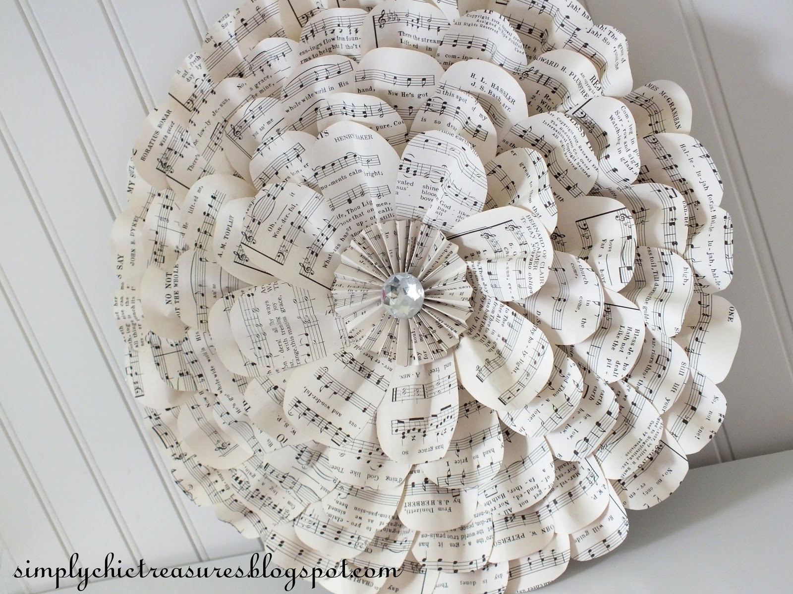 simply chic treasures Beautiful Large Sheet Music Flower
