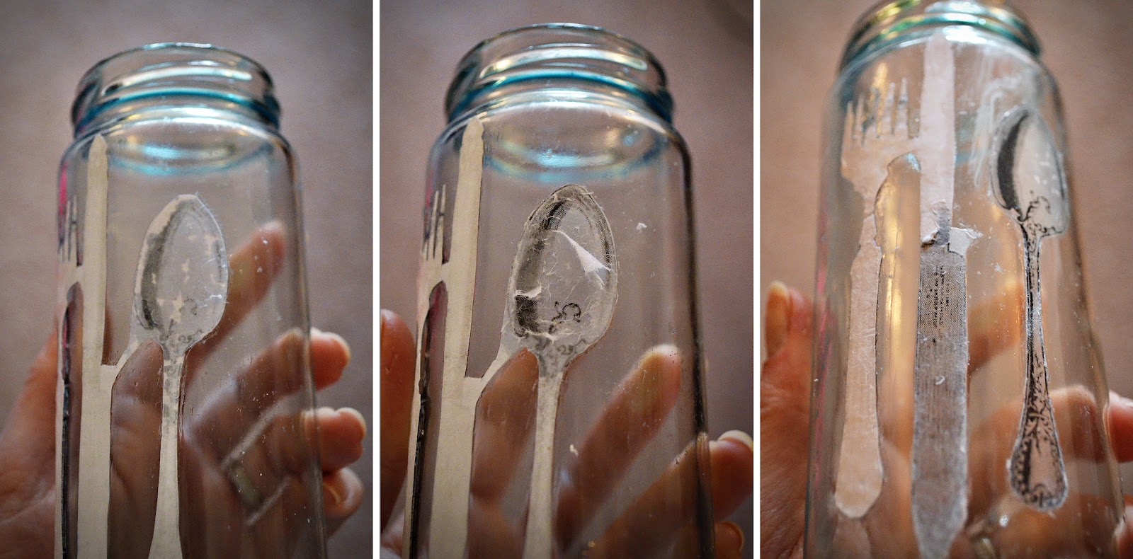 Simply Albany DIY Tinted Glass Jar + Mod Podge Image Transfer