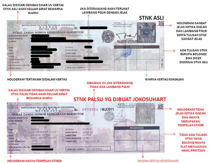 Trik Membedakan STNK Asli atau Palsu