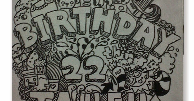 Contoh Gambar Doodle Happy Birthday Keren dan Mudah ...