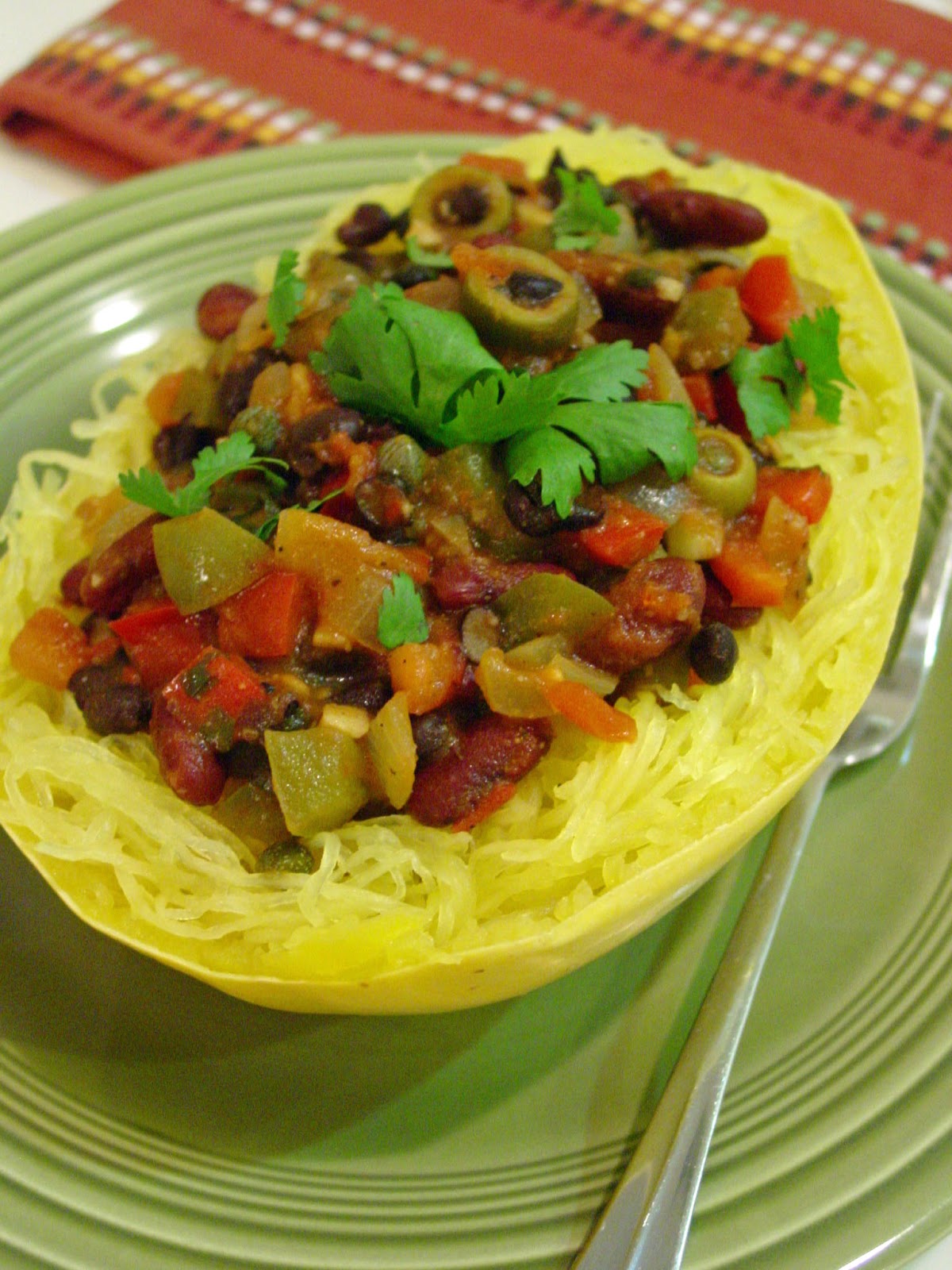 Soup Spice Everything Nice Spaghetti Squash with Sofrito and Beans