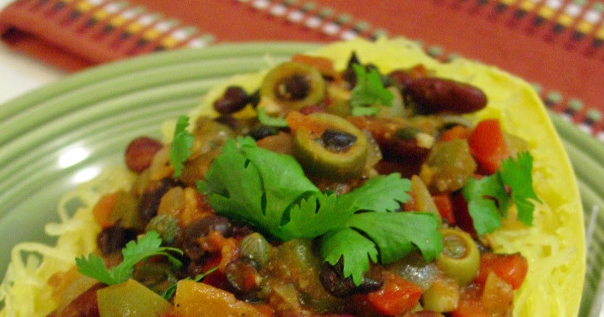 Soup Spice Everything Nice Spaghetti Squash with Sofrito and Beans