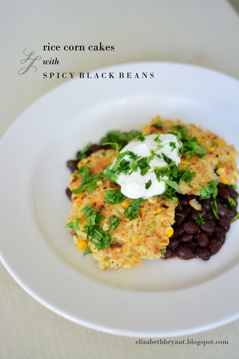 lizzy write rice corn cakes with spicy black beans