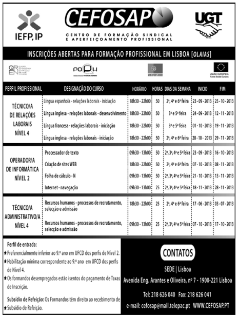 formação grátis em Lisboa