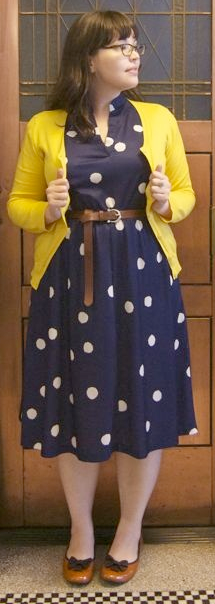 outfit post: navy polka-dot wrap dress ...