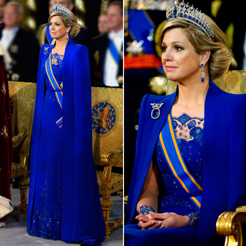 ... de 2013, com a faixa e a coroa com um deslumbrante vestido azul royal