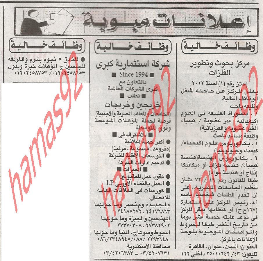 اعلانات وظائف  جريدة الاهرام 15 مارس 2012  %D8%A7%D9%84%D8%A7%D9%87%D8%B1%D8%A7%D9%85+1