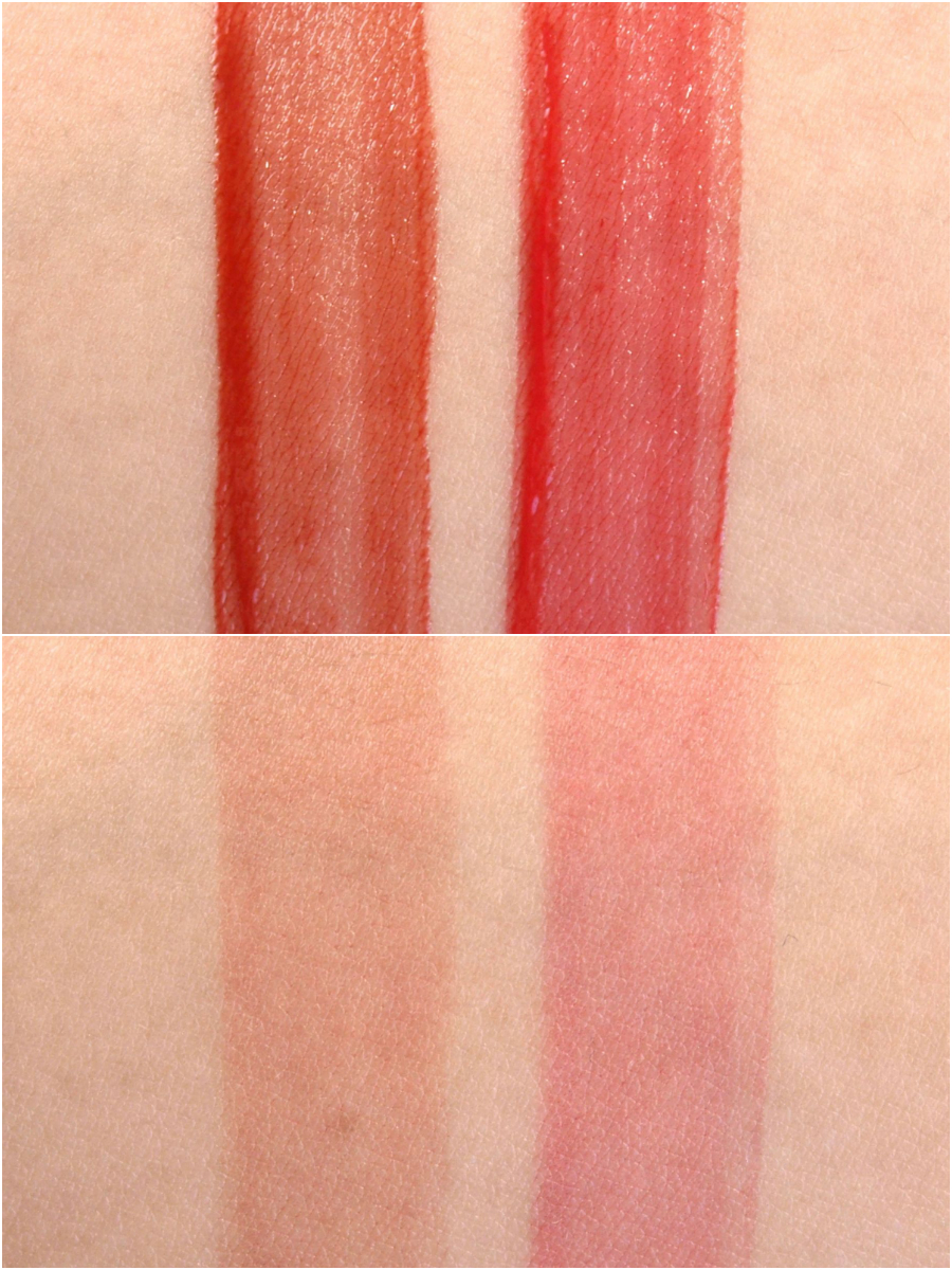 YSL Yves Saint Laurent Rouge Pur Couture Glossy Stain in "28 Grenat Acrylique" & "10 Rouge Philtre": Swatches and Review
