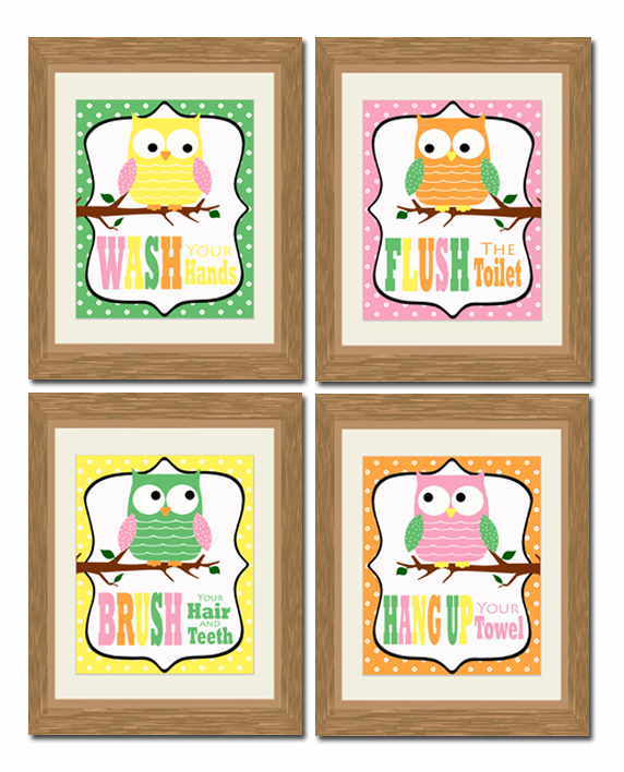 Puddle Designs Printable Bathroom Owls