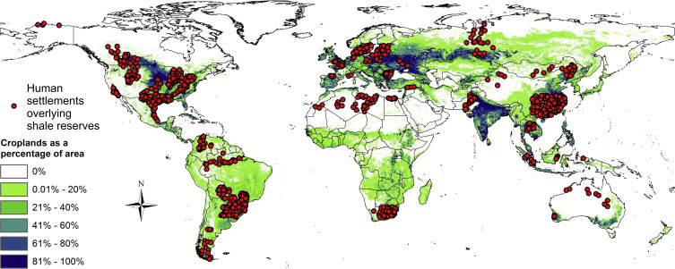 Human settlements and croplands overlaying assessed shale reservoirs Human settlements and croplands overlaying assessed shale reservoirs