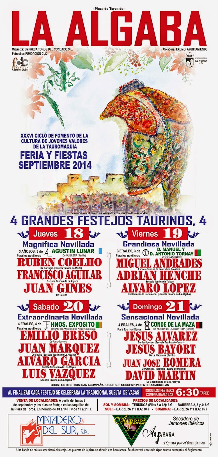 La Algaba Feria 2014 Cartel Festejos Taurinos