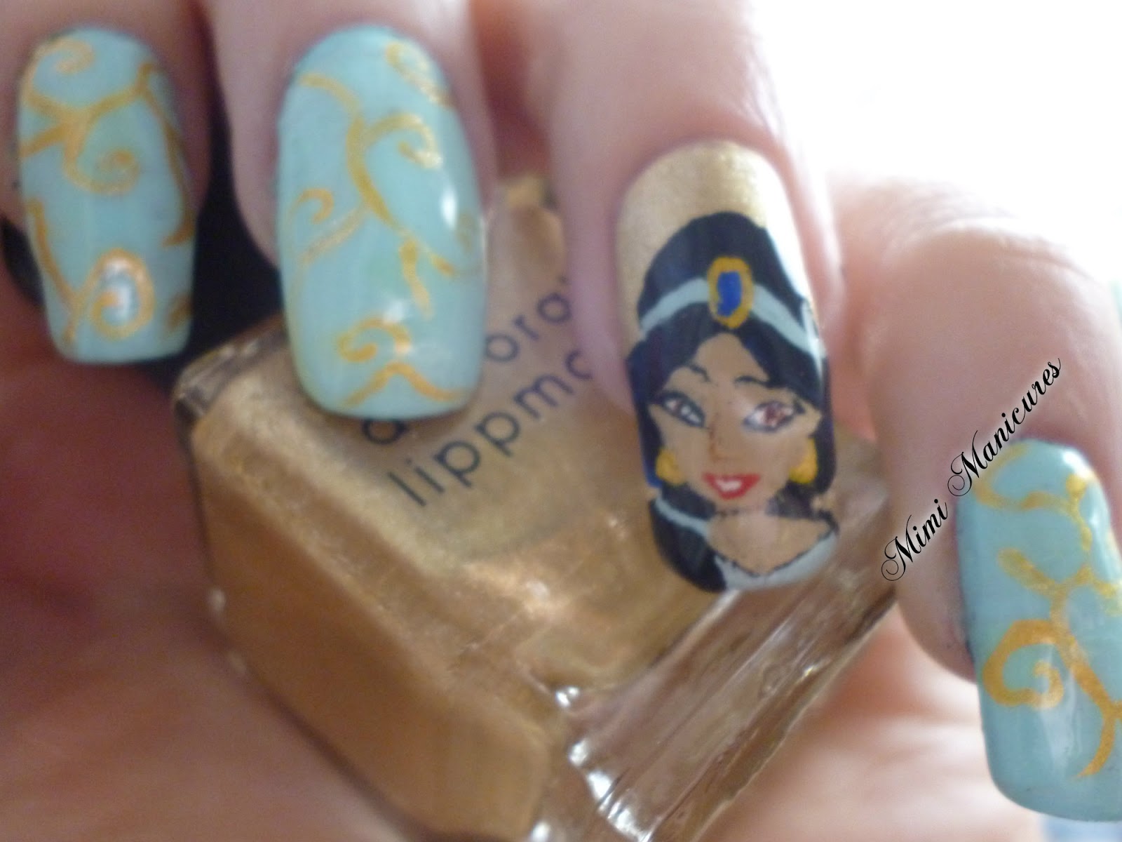 my adventures in nail polish YAY DISNEY Princesses! Jasmine nail art!