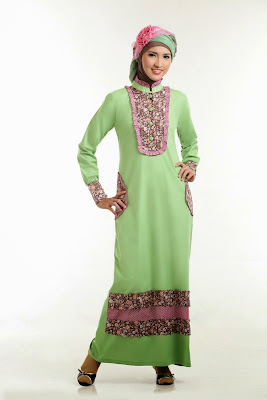 Gamis katun bangkok 048 Hijau melon