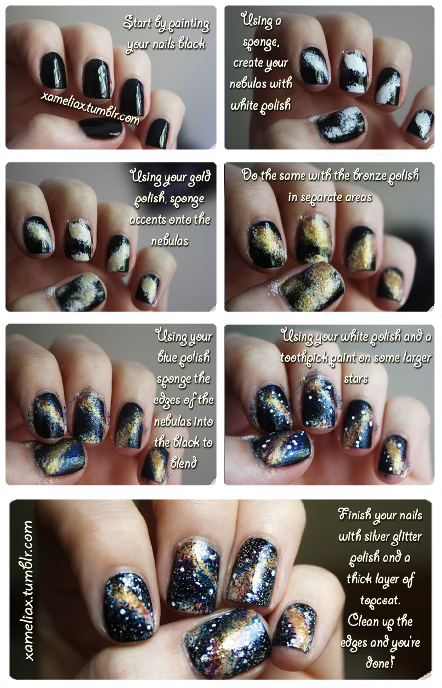 .♥. amelia paints nails .♥. .How to Paint Galaxy Nails.