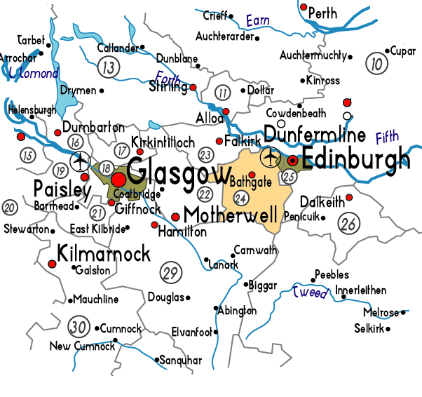Map of West Lothian Province Area