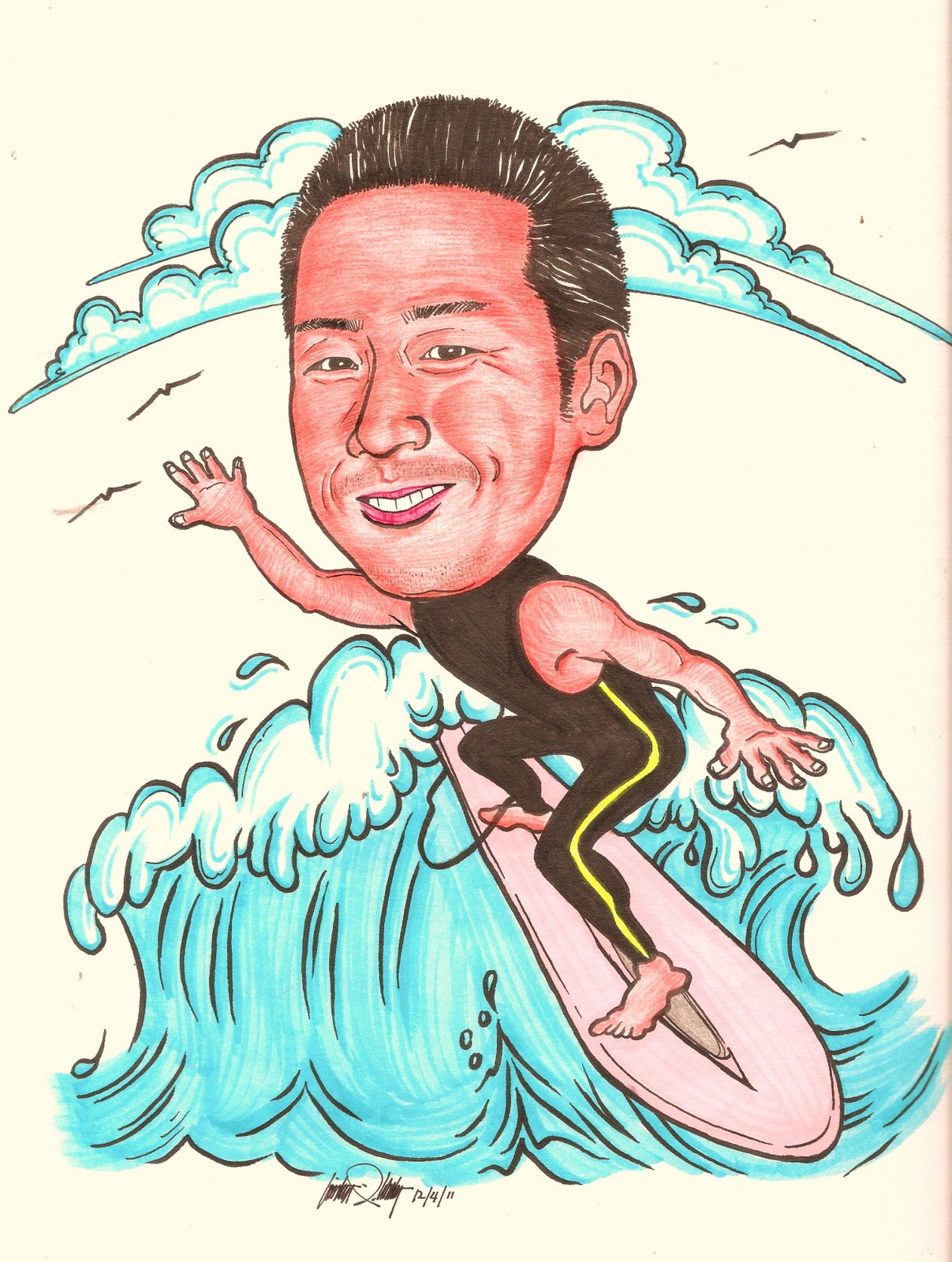surfer caricature