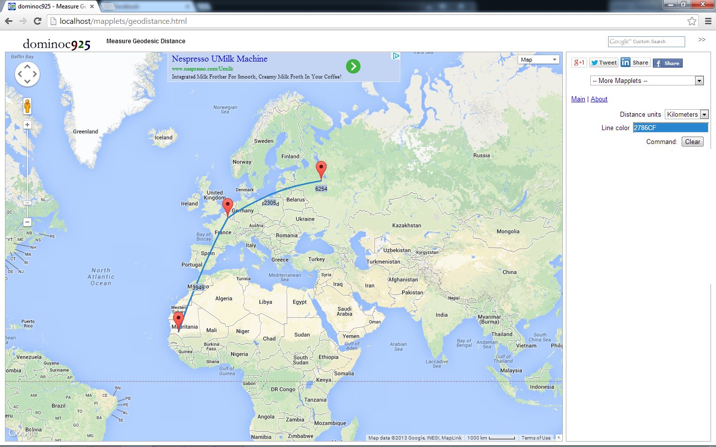 dominoc925 Measure geodesic distances on Google Maps