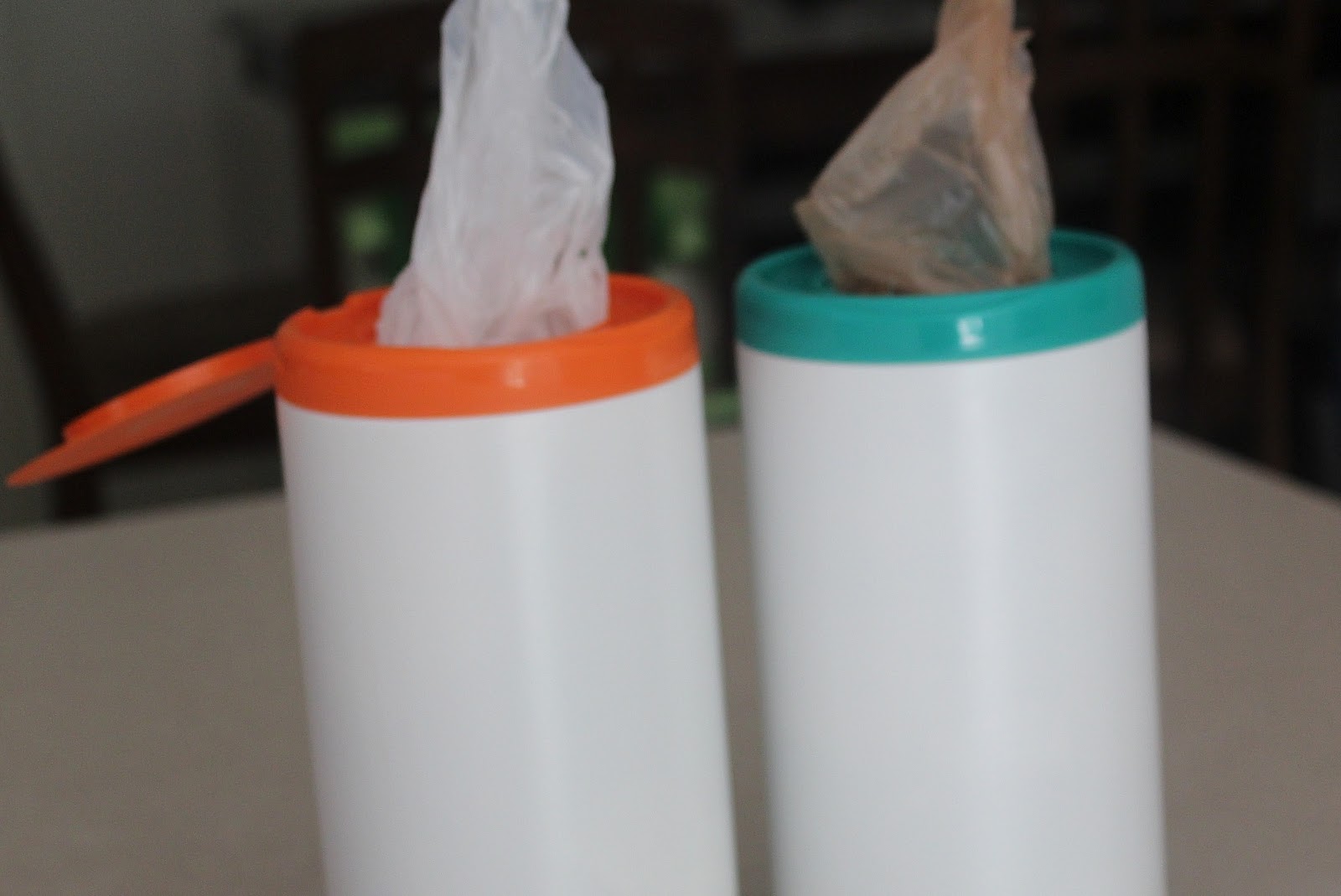 The Red Apron Grocery Bag Holder made from Clorox Wipes Dispenser