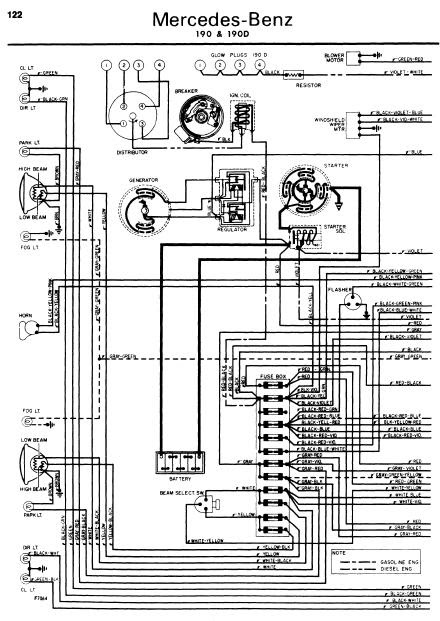 repair-manuals: Mercedes-Benz 190D 1962-1970 Wiring Diagrams
