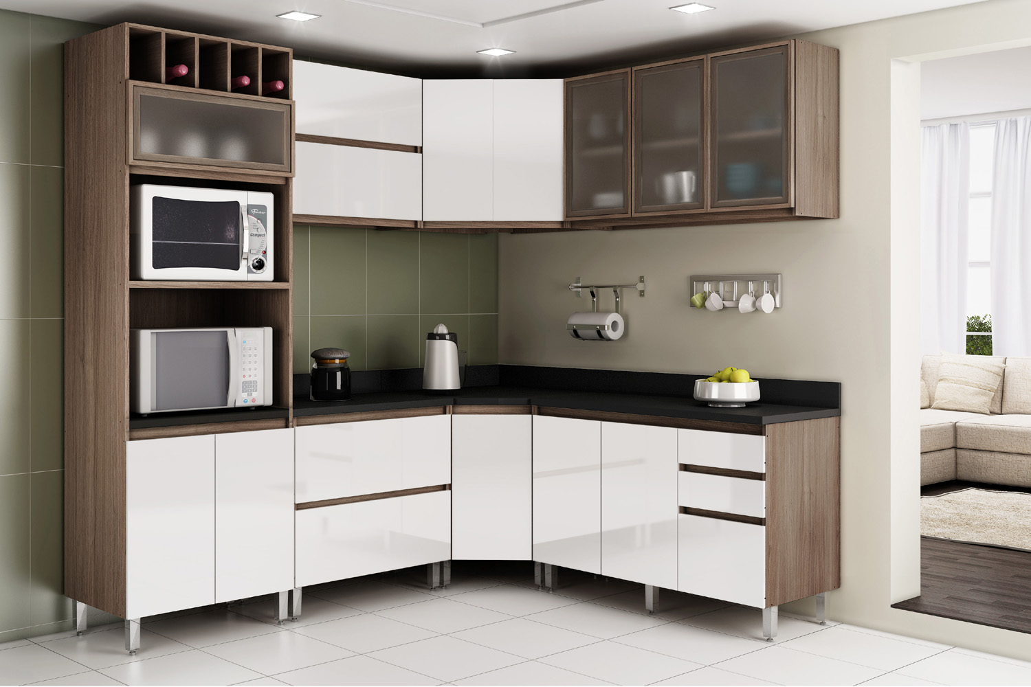 #505834 ADESP: Movelpar: Ditália apresenta LINHA RIO com molduras em curvas 1500x1000 px Armario De Cozinha Compacta De Canto #1943 imagens