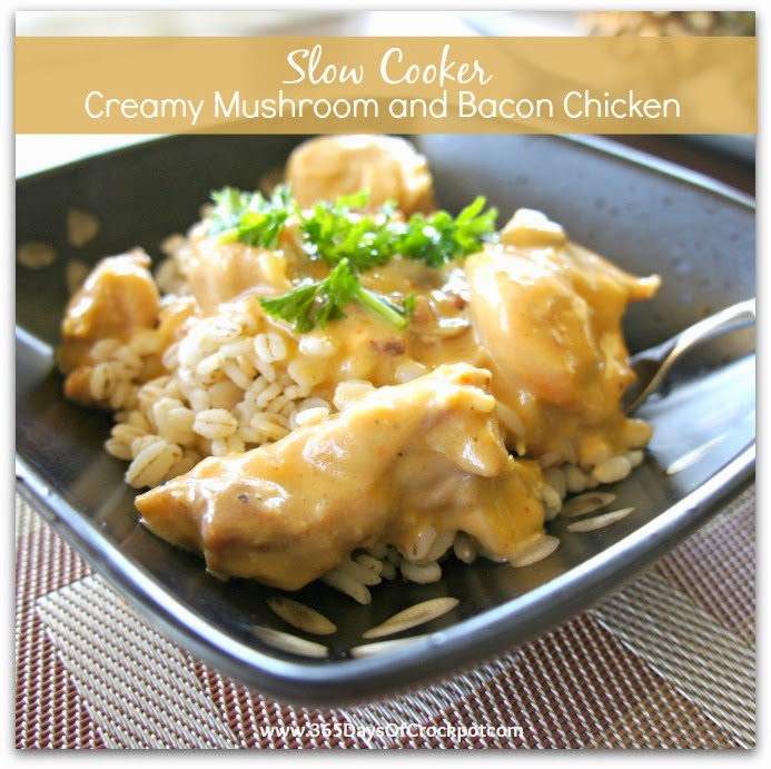 Slow Cooker Recipe for Creamy Mushroom and Bacon Chicken 365 Days of